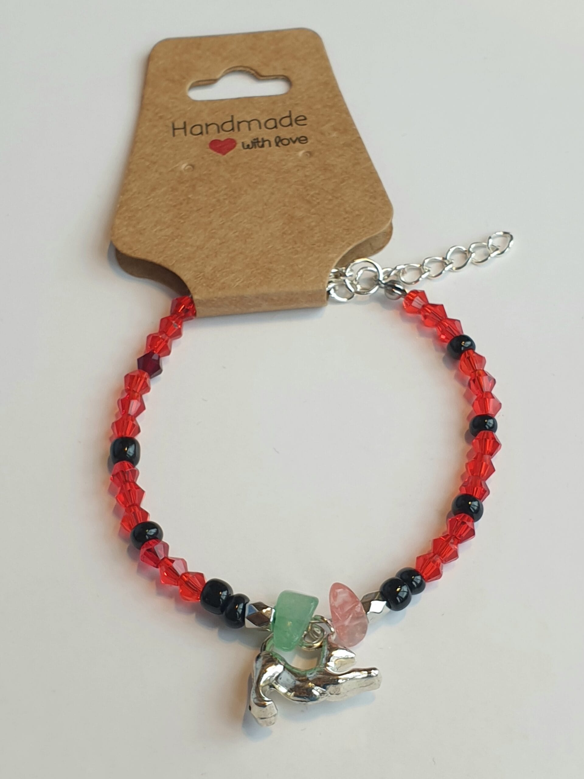 Armband Zilverkleurig/Rood, zwart, kat - Afbeelding 5