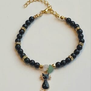 Armband Zwart/Goudkleurige kat