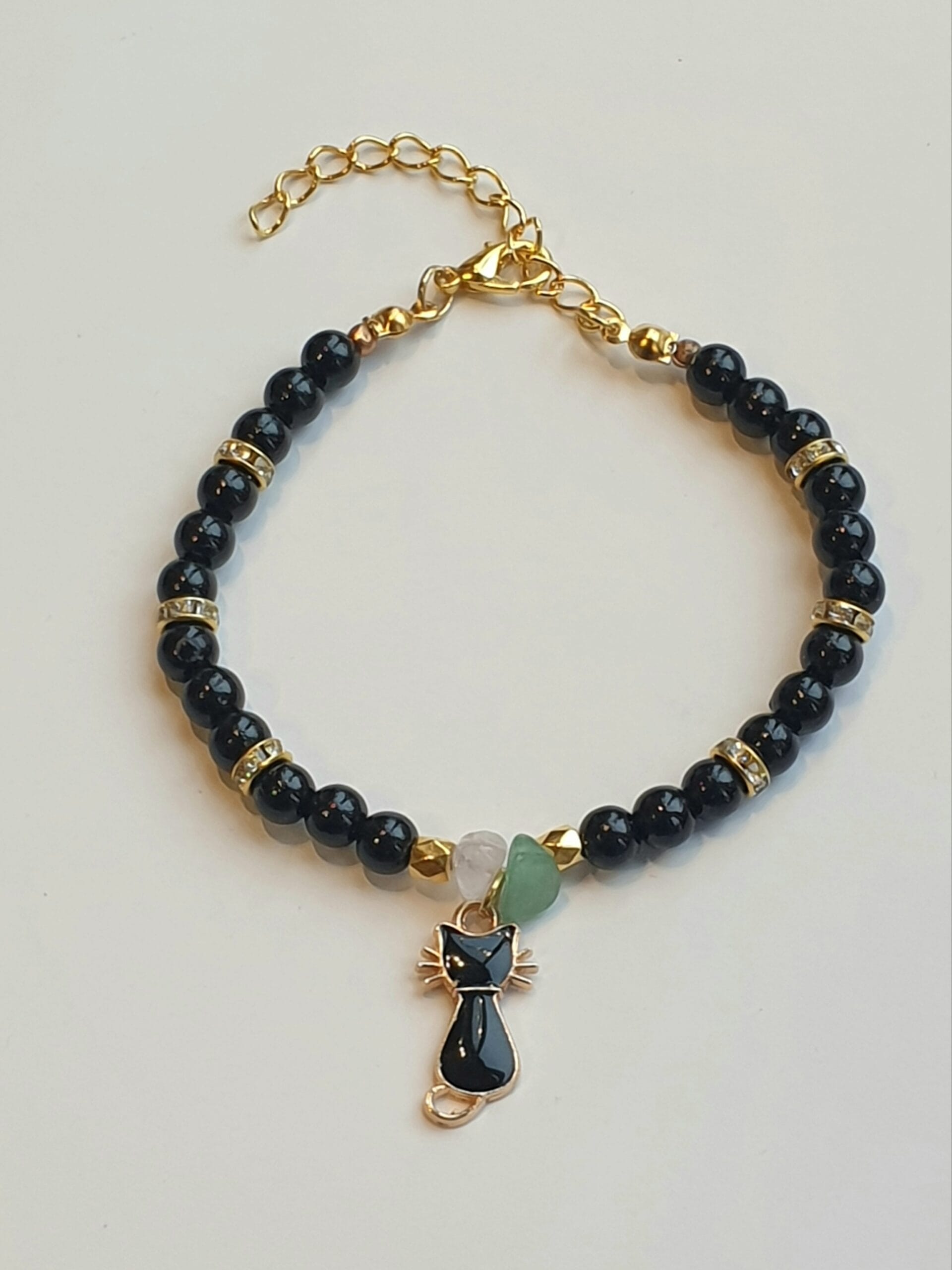 Armband Zwart/Goudkleurige kat