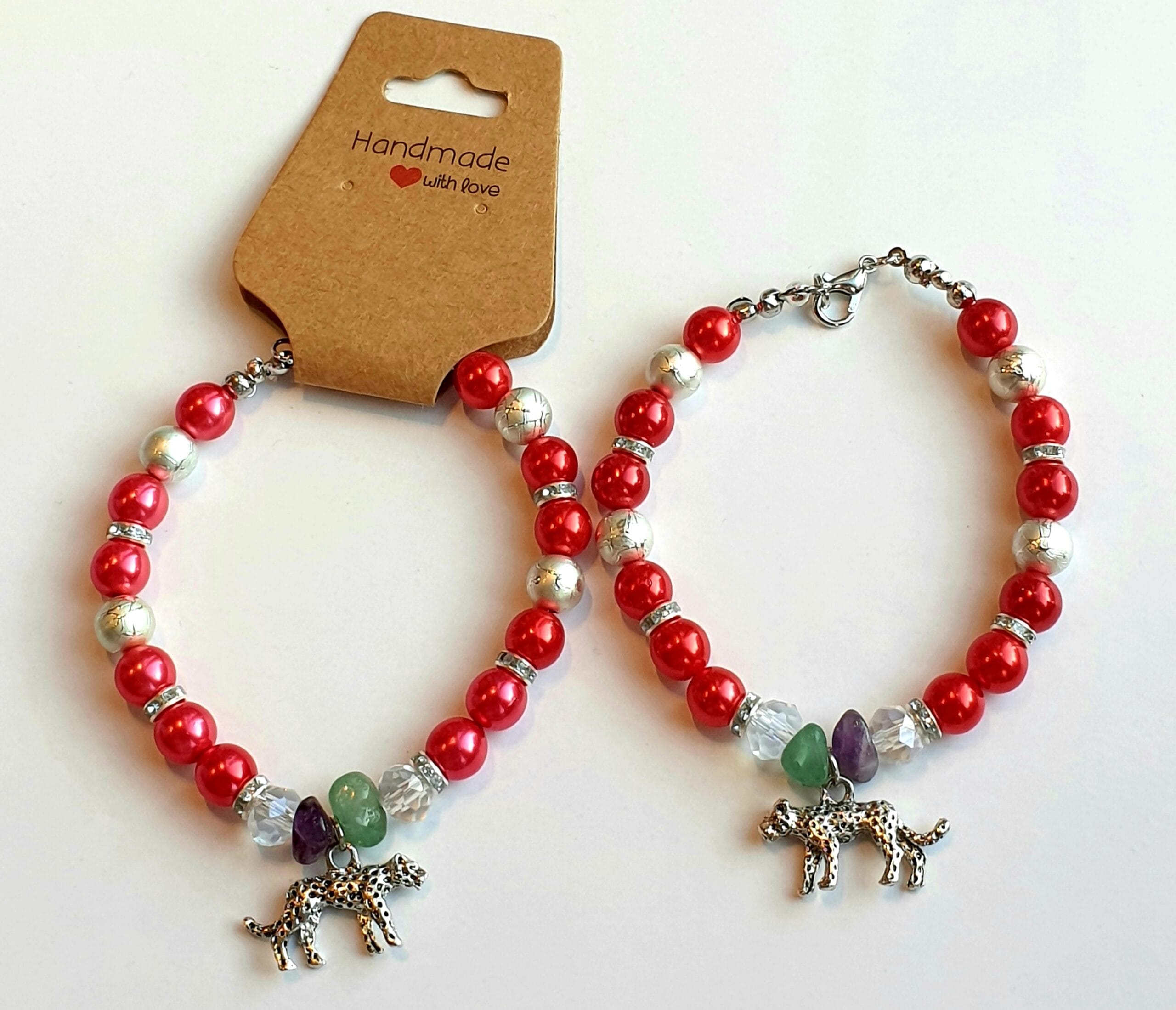 Armband rood Luipaard