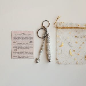 Sleutelhanger zilverkleurig/wit Tijger