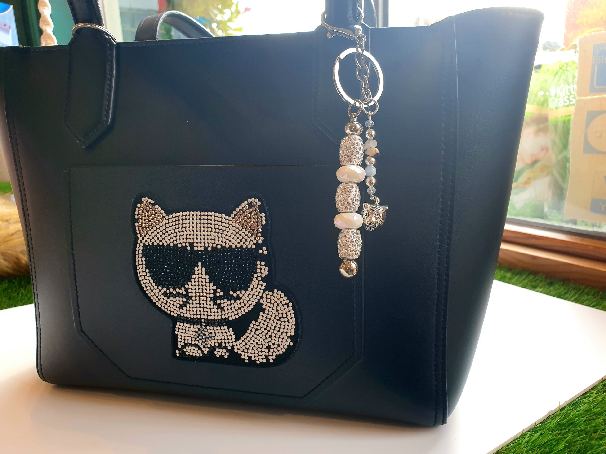 Sleutelhanger zilverkleurig/wit Tijger - Afbeelding 2