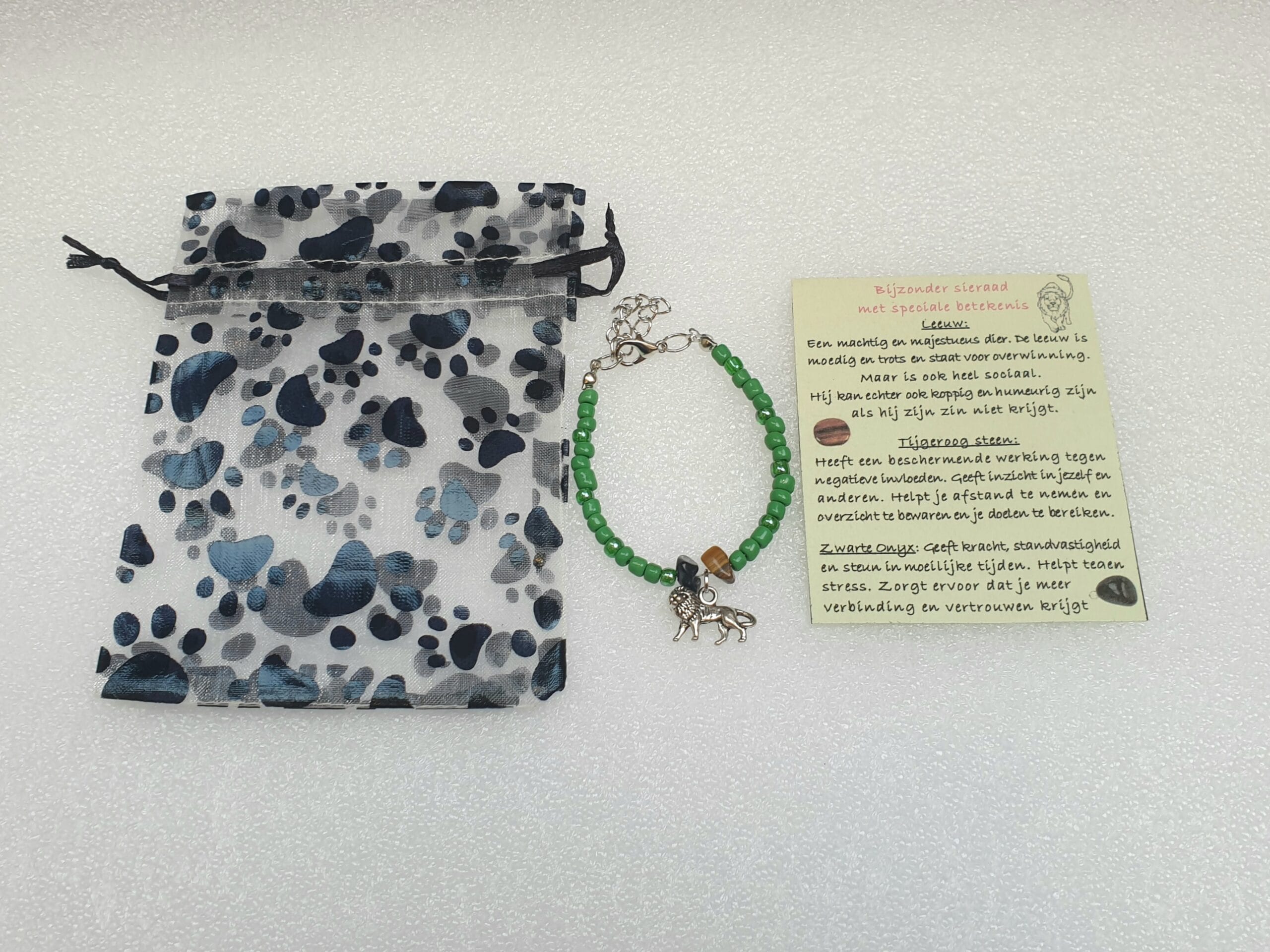 Armband groen/zilverkleurige Leeuw