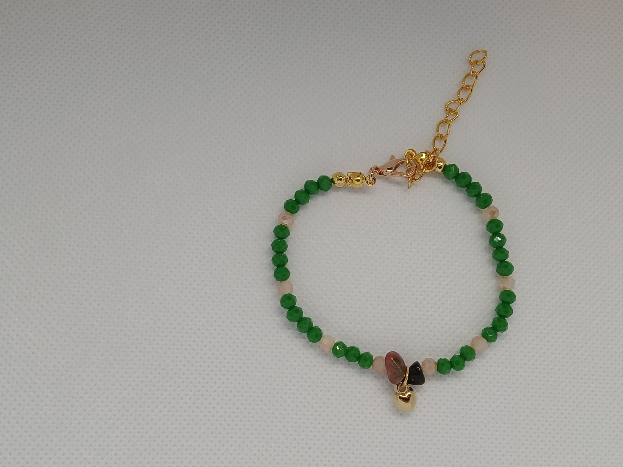 Armband Goudkleurig/groen hart - Afbeelding 3