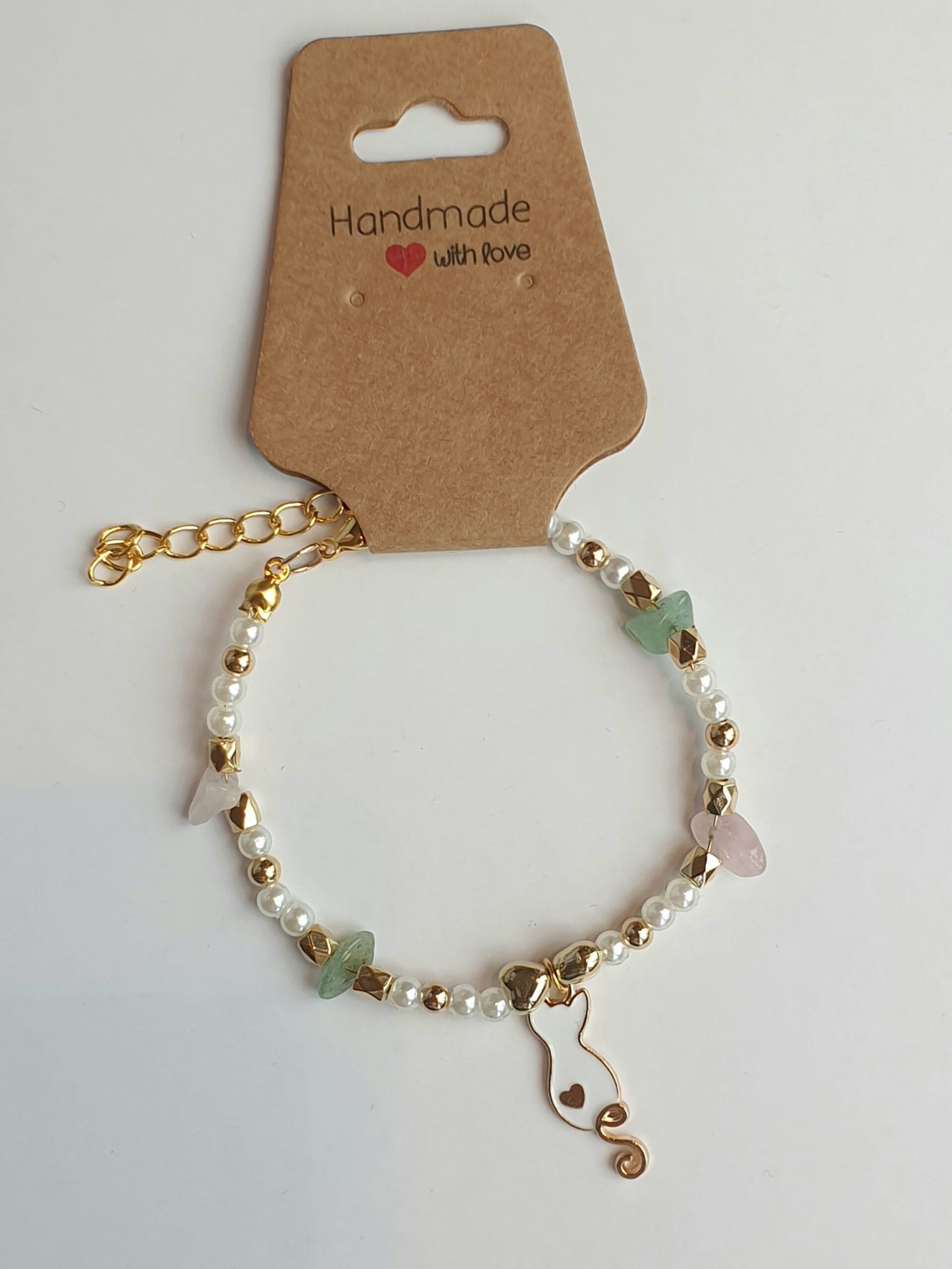 Armband Goudkleurig/ wit goudkleurige kat - Afbeelding 3