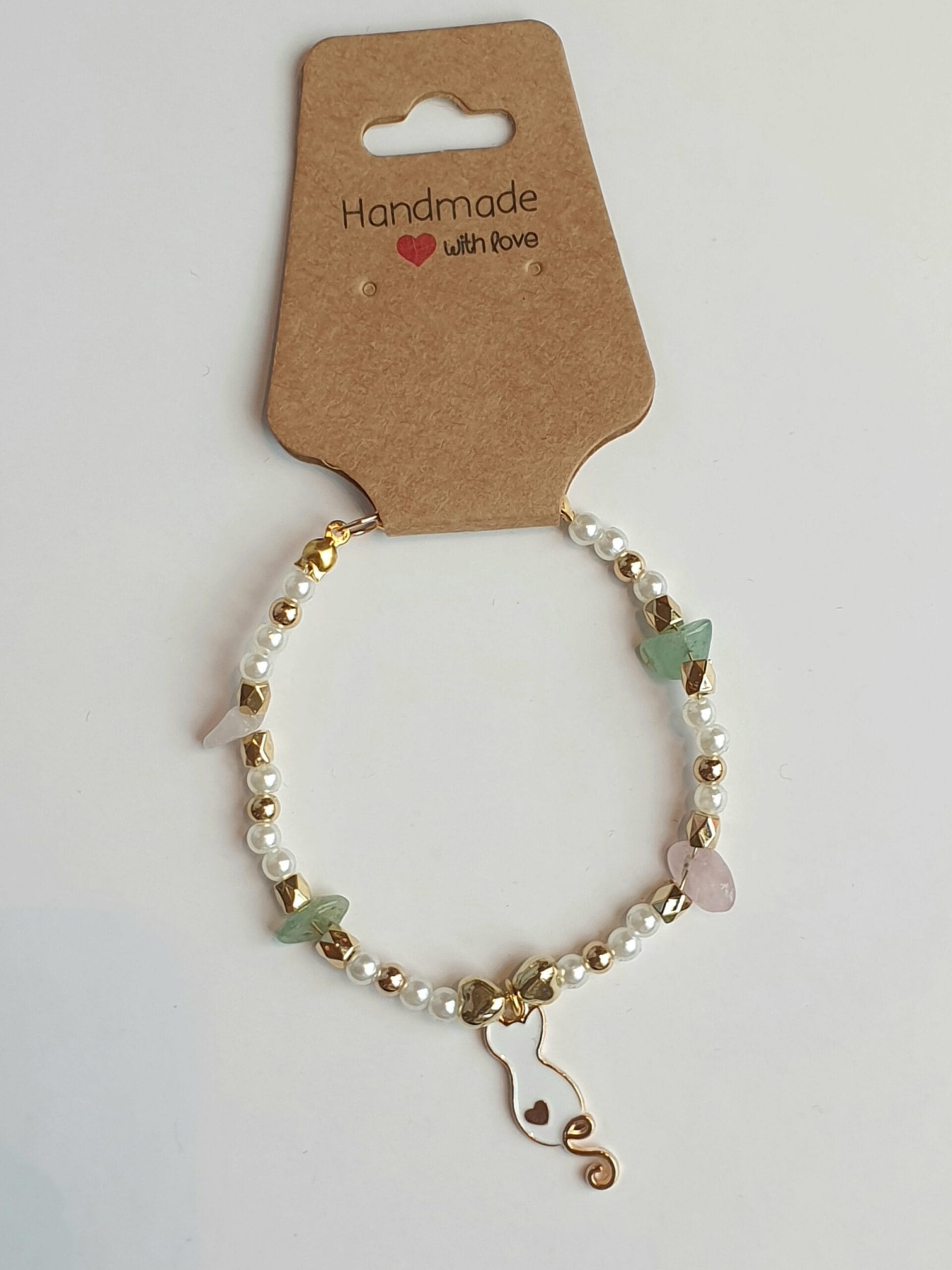 Armband Goudkleurig/ wit goudkleurige kat - Afbeelding 2