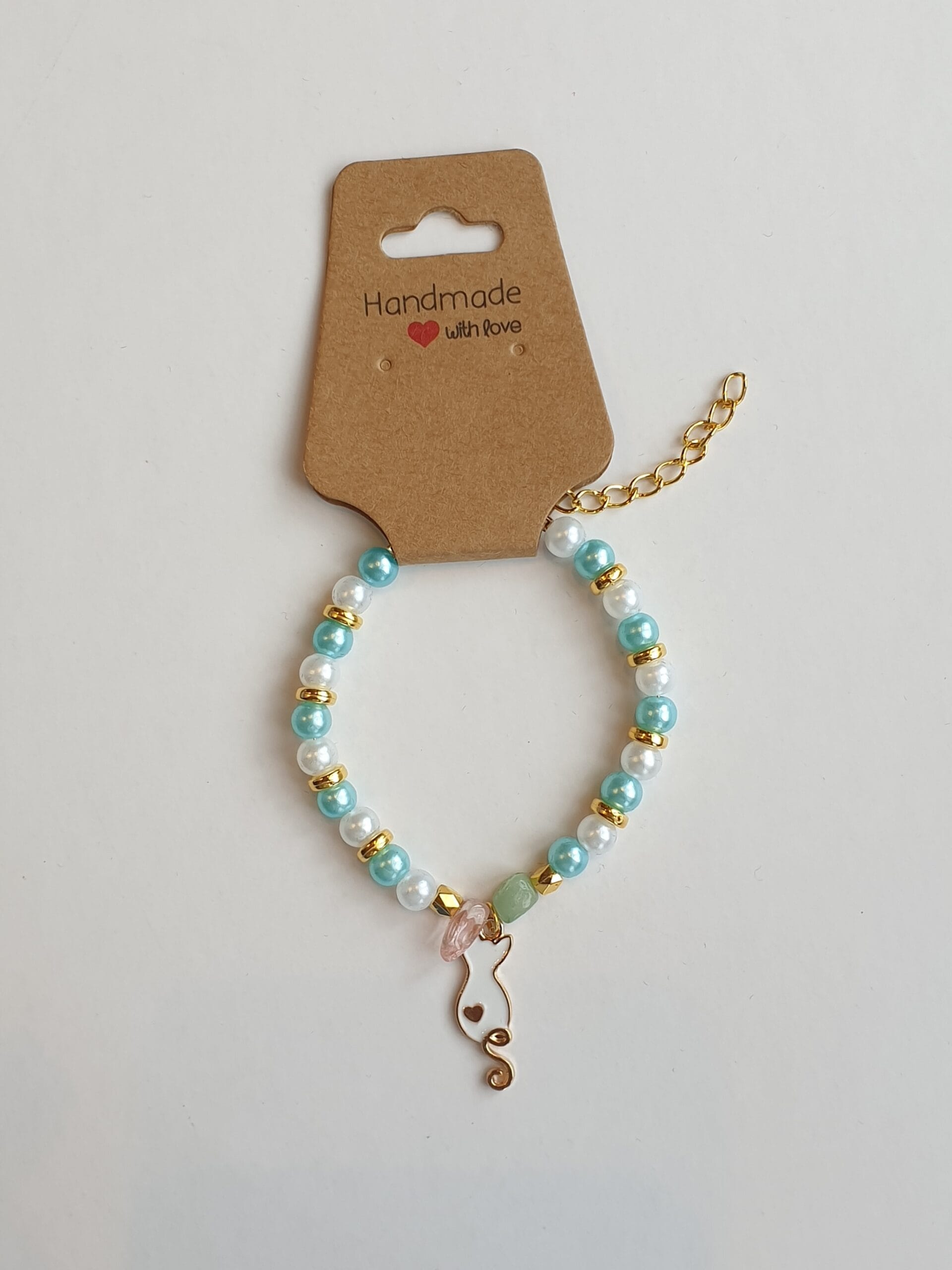 Armband wit/goud kat - Afbeelding 2