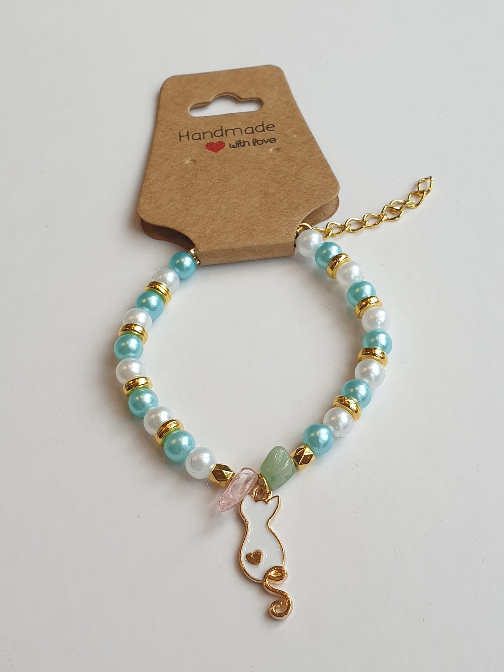 Armband wit/goud kat - Afbeelding 4