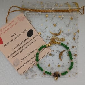 Armband Goudkleurig/groen hart