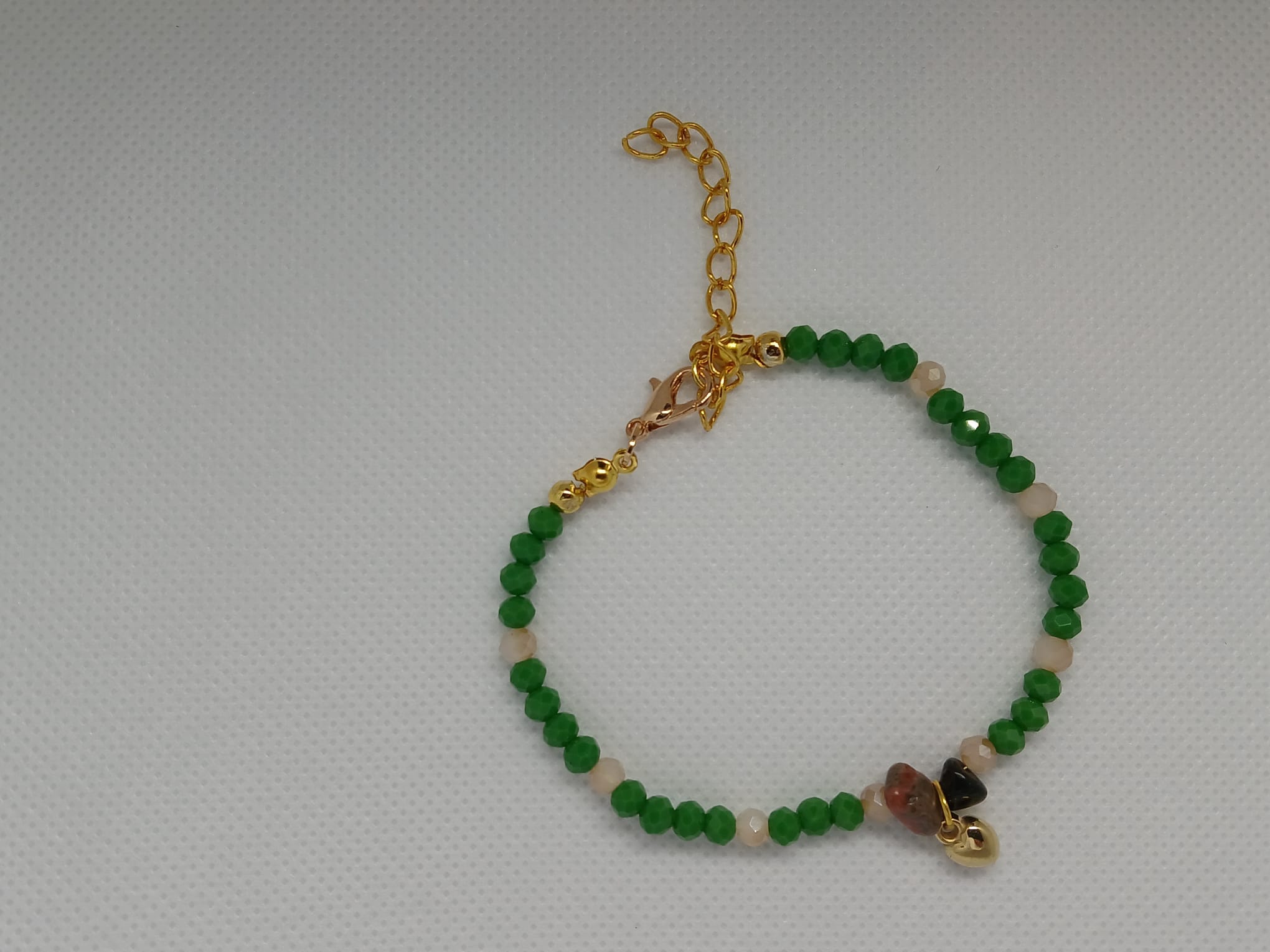Armband Goudkleurig/groen hart - Afbeelding 2