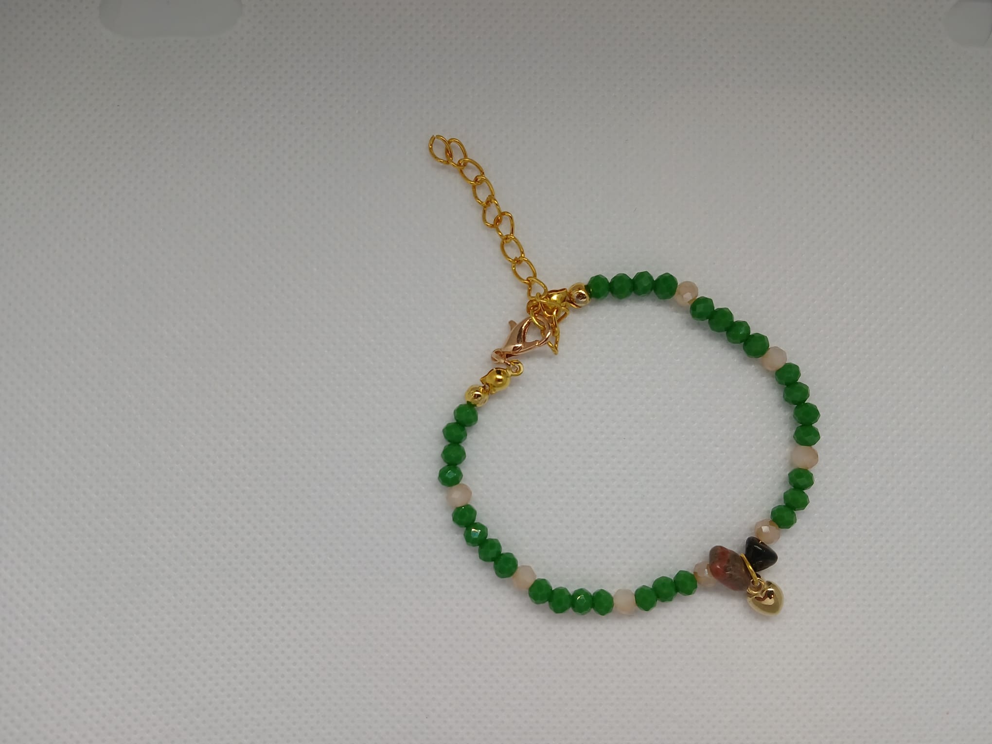 Armband Goudkleurig/groen hart - Afbeelding 4