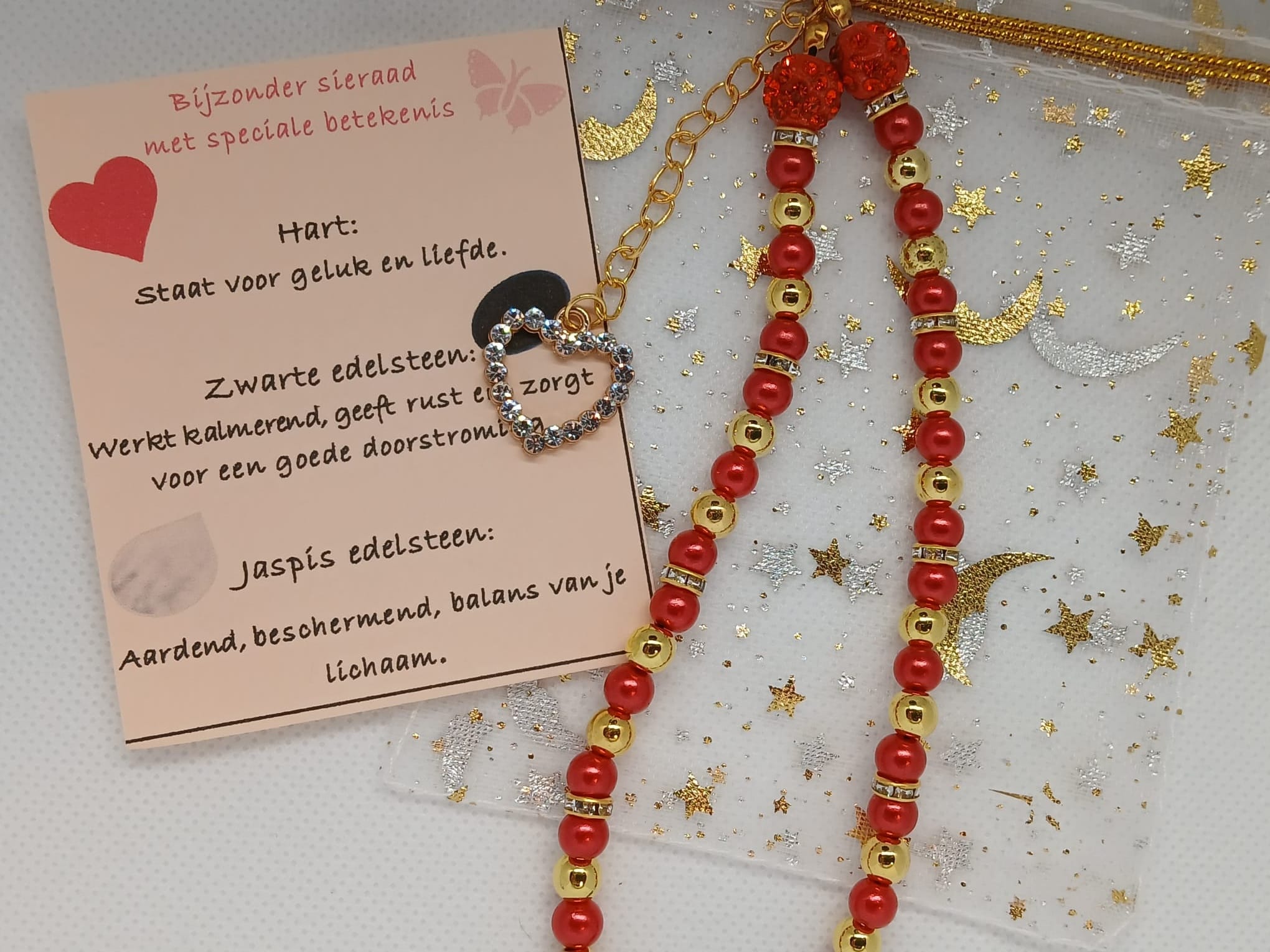 Telefoonsieraad Goudkleurig/Rood, goudkleurig, Hart - Afbeelding 4