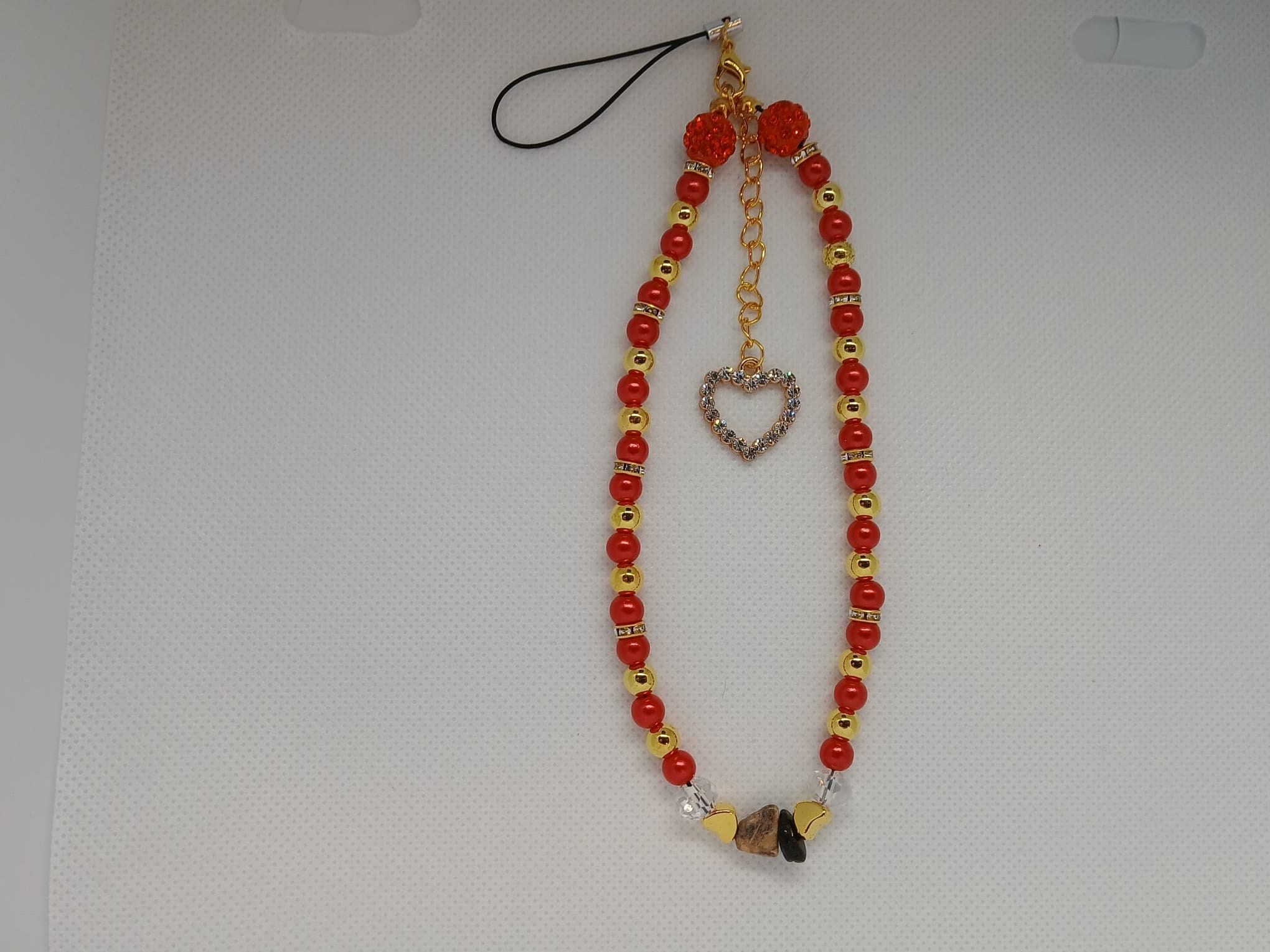 Telefoonsieraad Goudkleurig/Rood, goudkleurig, Hart - Afbeelding 5