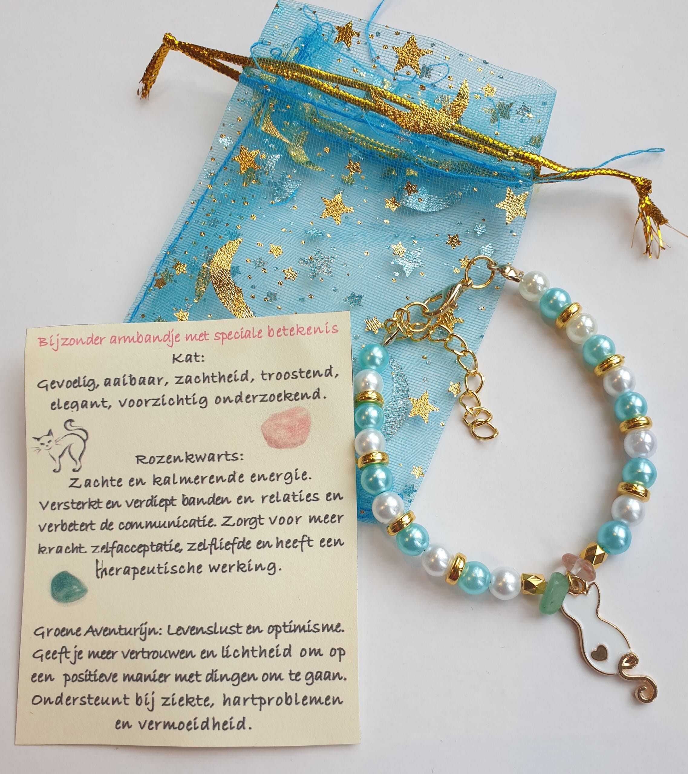 Armband wit/goud kat