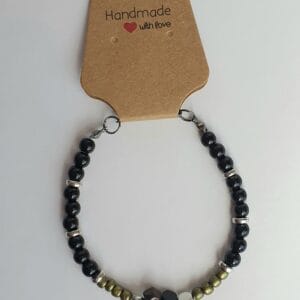 Armband heren zwart/zilverkleurig Leeuw