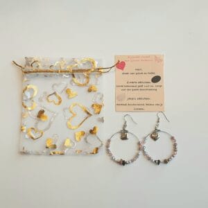 Oorbellen geluk Zilverkleurig/Grijs en pasteltinten hart