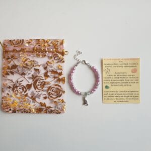 Armband Zilverkleurig lila/ zilverkleurige kat