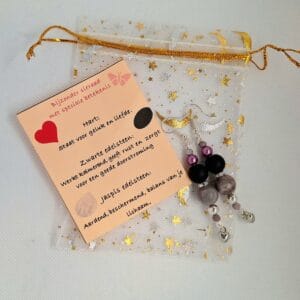 Geluks- oorbellen zilverkleurig/paars, zilverkleurig, hart