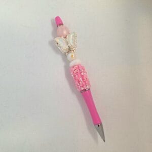 Handgemaakte luxe vlinderpen/ Roze, steentjes