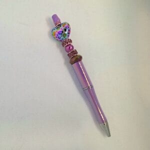 Handgemaakte luxe Harten luipaardenprintpen/ Paars, steentjes