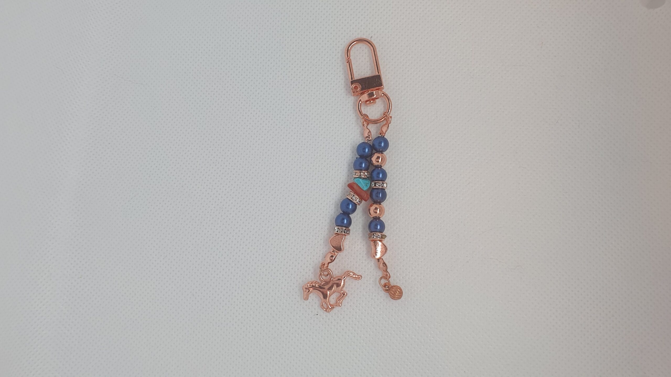 Hoofdstelsieraad paard/Rosékleurig , donkerblauwe parel kralen, rosékleurig paard - Afbeelding 2