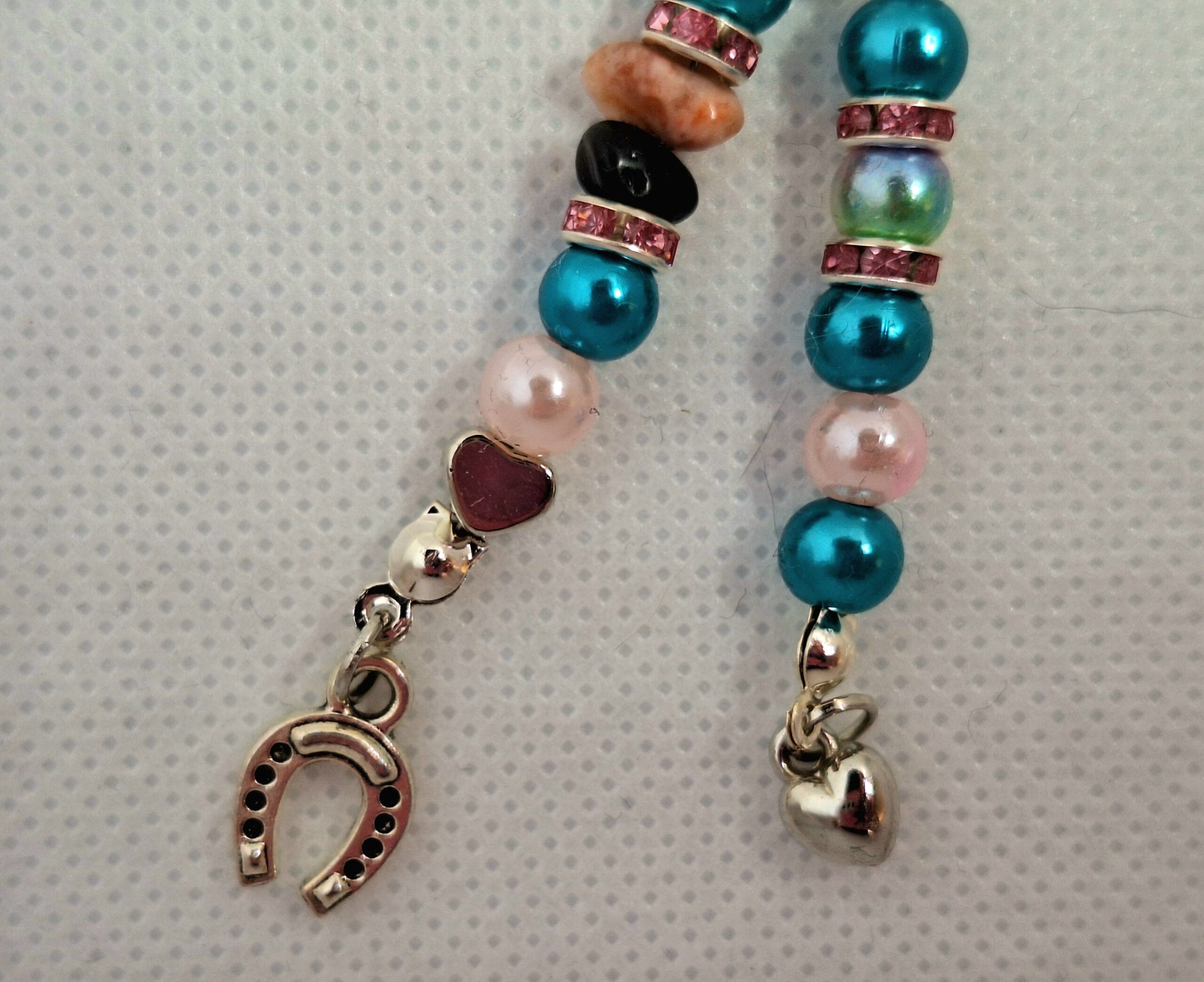 Hoofdstelsieraad geluk hoefijzer/Zilverkleurig, Lichtroze, turquoise - Afbeelding 2